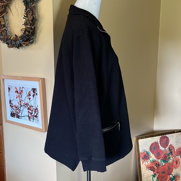 RALPH LAUREN Size 1X Mockneck 1/4 Zip Black & Silver HW Pocket Leather Trim PREP - Picture 6 of 16